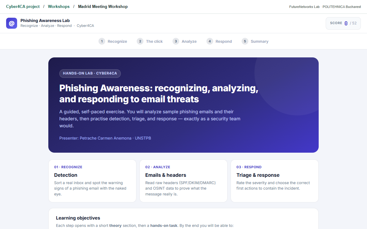 Preview of the Madrid phishing awareness workshop
